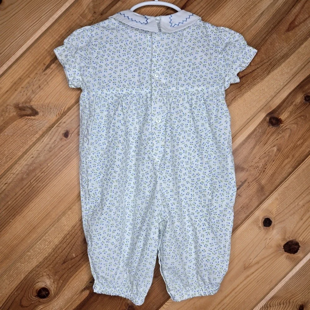 Vintage Allison Ann‎ Floral Bubble Jumpsuit Romper 6-9 Months Prairie Smocked